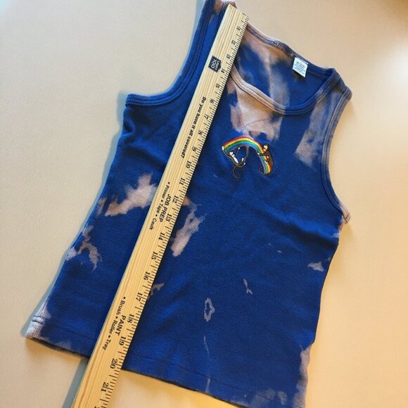 Vintage 90s Y2K Baby Fit Tank Top Rainbow Monkeys Blue Large Juniors - Picture 6 of 6